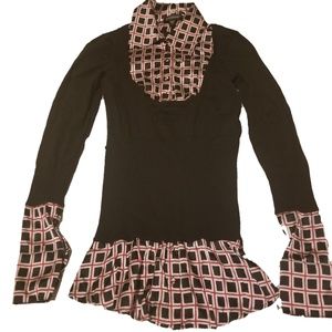 Bebe Sleek Black/Red/Ivory Top
